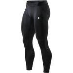 QUADA Compression Tights | Compression Pants | Gym & Sports Body Fit Tights Activewear (L) Black