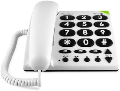 Doro PhoneEasy 311c Landline Phone - Big Button Corded House Phone - Ideal for the Elderly - 3 One-Touch Memories - Visual Ring Indicator - No Answerphone (White) [UK and Irish Version]