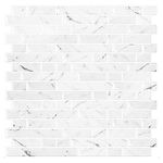 STICKGOO 10-Sheet White Marble Look Peel & Stick Backsplash, 12”X12” Stick on Wall Tiles for Kitchen Backspalsh (Thicker Design)