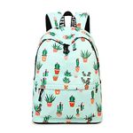 YANAIER Waterproof School Backpack for Girls Teens Cute Print Bookbag Laptop Backpack Women Travel Casual Daypack Green Cactus