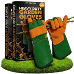 DIY Doctor - 2 Pack Pair Unisex Leather Heavy Duty Gardening Gloves for Men and Women - Leather Work Gloves - Large Warm Thorn Proof Garden Gloves for Men and Ladies - One Size Fits All