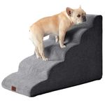 EHEYCIGA Curved Dog Steps for Bed, 5-Step Dog Stairs for Small Dogs and Cats, Pet Stairs for High Bed, Non-Slip Pet Step with Washable Cover, 83.5x40x57cm, Dark Gray