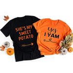 YZMI Couples Matching Shirts Shes My Sweet Potato I Yam Set Thanksgiving Gift T-Shirts, 1_men_black, Medium