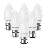 paul russells LED Candle – Dimmable Bayonet Fitting Light Bulbs, 5.5W 470LM B22 C37 LED Bulbs, 40w Equivalent, 6500K Daylight, Dimmer BC Energy Saving Ceiling Lights, Pack of 6