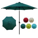 Abba Patio 9ft Patio Umbrella Market Outdoor Table Umbrella with Auto Tilt and Crank for Garden, Lawn, Deck, Backyard & Pool, 8 Sturdy Steel Ribs, Dark Green