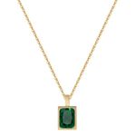 18k Tiny Square Emerald Necklace Gold Necklace for Women Pendant Necklace Gemstone Necklace Choker Necklaces for Women