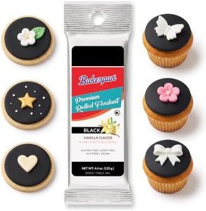 Bakerpan Premium Rolled Black Fondant for Cake Decorating, Vanilla Flavor - 4.4 Ounces (Made in USA)