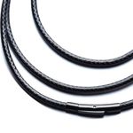 IOYYIO Flexible Waterproof Braided Leather Necklace Cord With Clasp,2MM/3MM width,16”~32" Black/Brown Rope Chain Necklace For Men/Women (Gift Box）