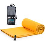 Fit-Flip Microfibre towel - compact, ultra lightweight & quick dry towel - the perfect gym, travel & beach towel - swimming towel for sports, camping & hiking (1x 40x80cm yellow + 1 bag)