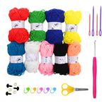 Asian Hobby Crafts Crochet Set for Beginners, DIY Crochet Kit with Wool Yarn & Tools, Learn Crochet Starter Set for Adults & Kids, Easy Crochet Projects, Hand Knitting, Amigurumi Yarn Craft Gifts
