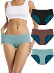 TIICHOO Period Underwear for Women Heavy Flow Period Menstrual Panties Leakproof Incontinence Underwear 3 Pack (Black/Turquoise/Brown, Small)