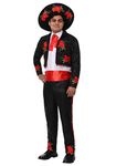 Men's Mariachi Costume & Sombrero Hat, Spanish Music Costume for Cinco de Mayo, Halloween or Mexican Holidays Large Black