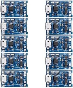 CHENBO 10 Pcs 5V Micro USB 1A 18650 TP4056 Lithium Battery Charging Board with Protection Charger Module