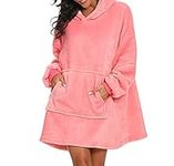 Vecys Oversized Baggy Hoodie Sweatshirt Blanket, Super Soft Warm Comfortable Blanket Hoodie, One Size Fits Men, Women, Girls, Boys, Teens (Pink-Daily)