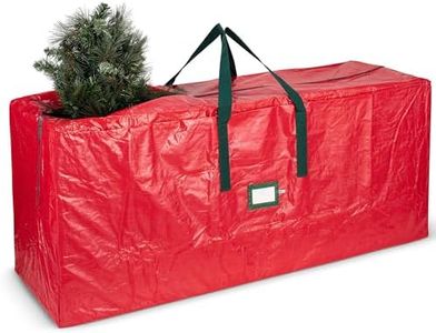 Zober Christmas Tree Storage Bag - Fits 7.5 Ft Artificial Trees - Waterproof Christmas Tree Bag - Strong, Durable Handles - Labeling Card Slot - Red