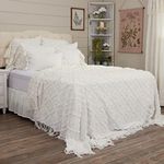 Piper Classics Harmony California King Bedspread Coverlet w/Fringe, 111" L x 126" W, Farmhouse, Boho, Vintage Chenille Bedding, Off White Diamond Pattern