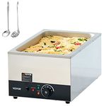 VEVOR Commercial Food Warmer 24QT Bain Marie 1200W Electric Buffet Warmer Soup Warmer Stove Steam Countertop Stainless Steel Container Temperature Control for Parties, Catering and Restaurant, Silver