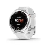 Garmin Approach S42, GPS Golf Smartwatch, Lightweight with 1.2" Touchscreen, 42k+ Preloaded Courses, Silver Ceramic Bezel and White Silicone Band, 010-02572-11