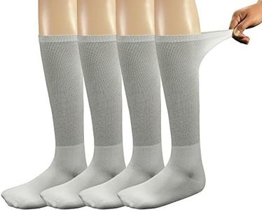 Yomandamor Mens Bamboo Diabetic Over The Calf Socks,4 Pack Size 10-13(W)
