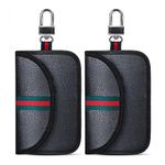 XOPOZON 2 Pcs Car Key Signal Blocking Pouch, Keyless Entry Car Keys Pouch, Faraday Pouch for Car Keys, Car Key Bag, RFID Key Pouch, Car Gifts Set(Black)