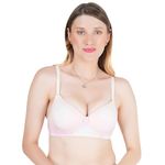 Komli - Heavily Padded Wirefree Printed Push-Up Bra - Polyamide Fabric - Balconette - Seamless, Wireless, 3/4th Coverage, Multiway Straps - T-Shirt Bra(K-3806-PR-1PC-34B)