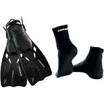 Cressi Tonga Fins (Black/Black, L/XL) + Cressi Fin Socks (Black, S/M)