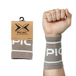 PICSIL Cotton Wrist Sweatbands, Absorbent and Stretchable Wrist Bands for Working Out, Wrist Sweat Bands for Fitness and Tennis, Anti Chafing Wristbands for Men and Women, 1 Pair (Tan)