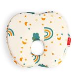 LuvLap Premium New Born Baby Head Shaping Pillow with Memory Foam, 24 cm X 21 cm X 4 cm, Apple Shape (Ergonomic Design), Rainbow Print (Teal) Baby Pillow to Prevent Flat Head Syndrome, 0m+