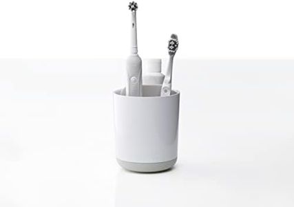 Joseph Joseph Duo Detachable Toothbrush Holder, Compatile with Manual and Electric Toothbrushes, Bathroom Organizer, White, Small