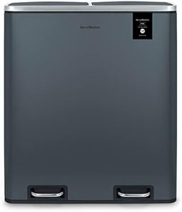 Les Collectors Poubelle de tri à pédale Gris Bleuté N°906 Capacité 54 L, Résistante, Cuisine, Séparateur de déchets 3 bacs, Sceaux amovibles, Recyclage, Tri sélectif, Fermeture couvercle silencieuse