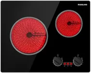 GASLAND Apartment Electric Cooktop 2 Burners, 21 Inch Built in Radiant Glass Stove Top, UL Certified, 3700W Ceramic Electric Stovetop, 9 Heating Levels, Knobs Control, Instant Heating Up, 240V