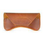 Londo Genuine Leather Eyeglasses & Sunglasses Case with Magnetic Snap Closure, Camel