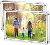 Boxalls Acrylic Photo Frame 10 x 15 cm (4 x 6 inch)-Set of 2, Double Sided Picture Frame with Magnetic, Clear Frameless Desktop Photo Block