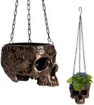 GUTE Hanging Skull Plant Planter Pot - with Metal Chain & Hook - 6" H Skulls Pot Indoor Plants & Flowers - Bowl & Serving, Skeleton Home Decor Decorations