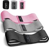 Resistance Bands Sets Portable Exercise Loops for Legs and Hip 3 Resistance Level Workout Weight Bands with Non-Slip Design Workout Flexbands for Home Gym Office Yoga (Pink Gray Black)