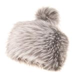 Futrzane Classic Pom Hat - Ladies Faux Fur Trim Hats - Warm Winter Cap for Women (One Size, Ash Classic)