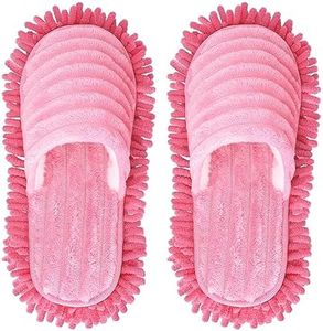 Microfiber Slippers Floor Cleaning Mop Men and Women House Dusting Slippers Floor Dust Dirt Cleaning Slipper Women 7-10/Men5-8 Pink