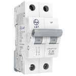 Unity Techmech L&T Double Pole Miniature Circuit Breaker, AC MCB for Home, Office & Industrial Electrical Safety, Shockproof Modular Breaker, DIN Rail Mount Protection Switch (20, Amps) (C-Curve)
