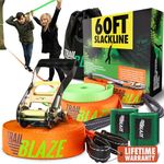 Complete Slackline Kit with Training Line - 18 Metre Slack Line XL Tree Protectors, Kids Adults Tightrope Ninja Warrior Obstacle Course for Kids