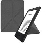 MyGadget Origami Cover compatible with Kindle Paperwhite 7th Generation 2012 to 2017 Magnetic Flip Case - Bookstyle Protector with Stand - Grey