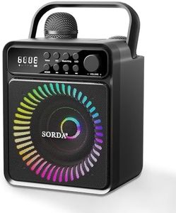 SORDA Karaoke Machine, Portable Bluetooth Speaker with 2 Wireless Microphones for Adults & Kids, Support USB/AUX, PA System with Party Lights & EQ for Outdoor/Indoor Gathering (Black)