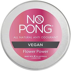 No Pong Flower Power Vegan All-Natural Deodorant, Cream Deodorant, Paraben-Free, Aluminium-Free, Plastic-Free, 35g