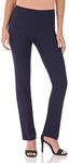 Rekucci Women's Ease Into Comfort Straight Leg Pant with Tummy Control (6, Navy)