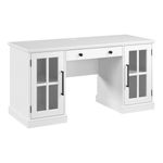 Bush Furniture Westbrook 60W Computer Desk with Storage and Keyboard Tray in White Ash | Farmhouse Desk for Home Office Workspace