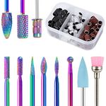 BQAN Nail Drill Bits, 10Pcs 3/32 in Carbide Professional Drill Bit Set for Nail Tech, Remove Acrylic Gel Nails, Manicure with 75Pcs File Sanding Bands (#80#120#180 Grits)