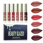 Beauty Glazed 6PCS Sexy Matte Lip Gloss, Long Lasting Liquid Lipstick Waterproof Moisturizer Professional Lips Balm Makeup