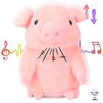 Hopearl Talking Pig Repeats What You Say Piggy Nodding Electric Interactive Animated Toy Speaking Plush Buddy Gifts for Toddlers, Pink, 6.5''