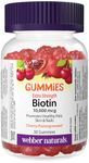 Webber Naturals Biotin Extra Strength Gummy, 10,000 mcg of Biotin Per Gummy, 30 Gummies, Supports Healthy Hair, Skin & Nails, Vegan