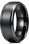 Three Keys Jewelry Mens Rings Unique Black Tungsten Carbide for Man Brushed Flat Ring 8mm Wedding Band Gifts Bands Rings for Men Size W