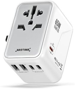 NASTIMA 65W Universal Travel Adapter Worldwide, 3USB-C PD & 2USB-A QC Travel Charger, GaN III Technology for Laptops Tablets Phones with UK,EU,AU,US Plugs (Type G/C/I/A)